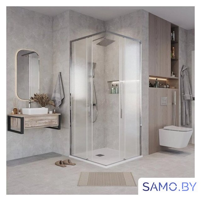 Душевой уголок Grossman Galaxy 80x80x195 300.K33.01.8080.10.02 (хром/шиншилла стекло) - Изображение №7 — Интернет-магазин samo.by
