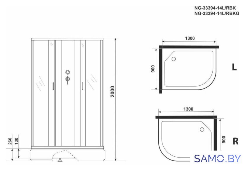 Душевая кабина Niagara NG-33394-14RBKG 130x90 - Изображение №4 — Интернет-магазин samo.by