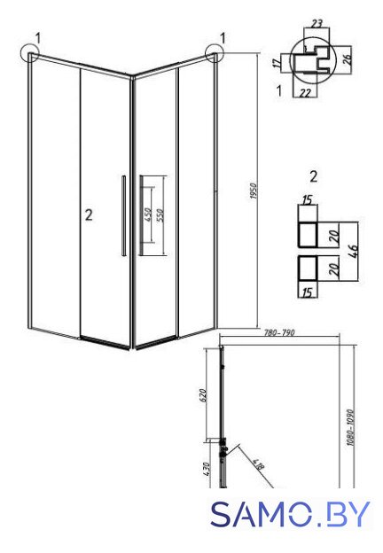 Душевой уголок Grossman Galaxy 110x80x195 300.K33.01.1180.32.00 (золото сатин/прозрачное стекло) - Изображение №11 — Интернет-магазин samo.by