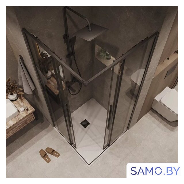 Душевой уголок Grossman Galaxy 100x100x195 300.K33.01.1010.21.10 (черный матовый/тонированное стекло) - Изображение №10 — Интернет-магазин samo.by