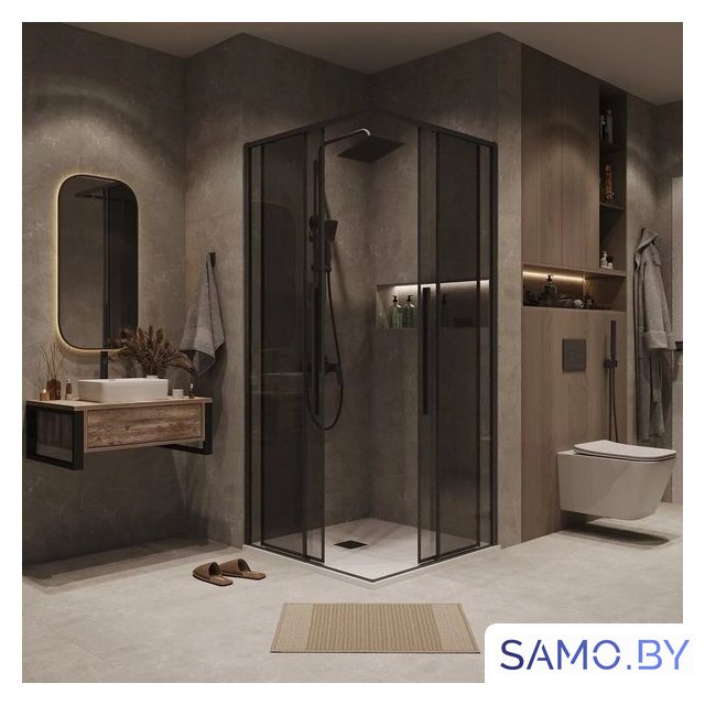 Душевой уголок Grossman Galaxy 100x100x195 300.K33.01.1010.21.10 (черный матовый/тонированное стекло) - Изображение №8 — Интернет-магазин samo.by