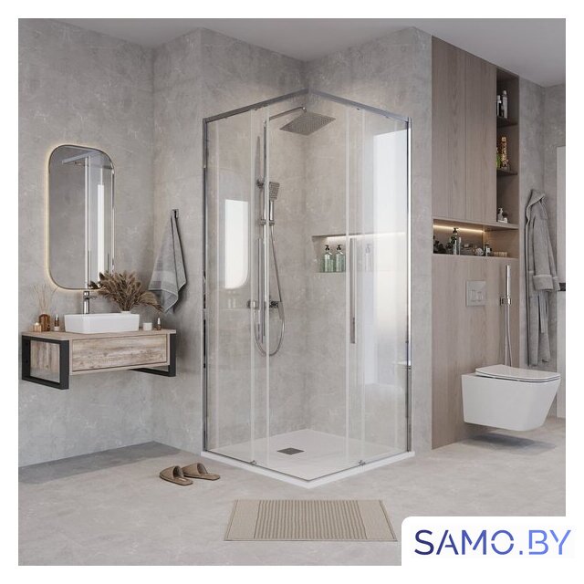 Душевой уголок Grossman Galaxy 80x80x195 300.K33.01.8080.10.00 (хром/прозрачное стекло) - Изображение №7 — Интернет-магазин samo.by