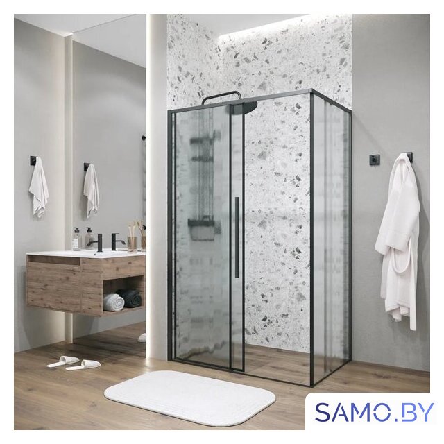 Душевой уголок Grossman Galaxy 100х100х195 120.K33.01.1010.21.02 (черный матовый/шиншилла стекло) - Изображение №9 — Интернет-магазин samo.by