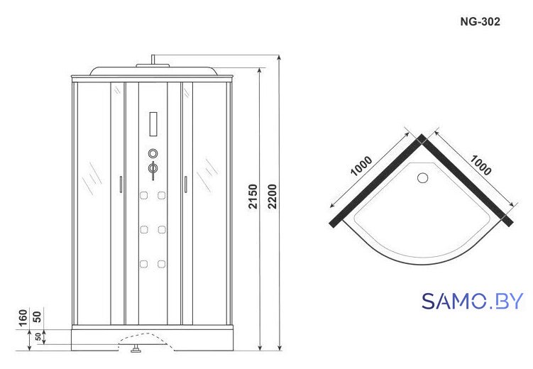 Душевая кабина Niagara NG-302-01 100x100x220 - Изображение №12 — Интернет-магазин samo.by