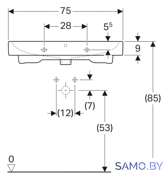 Умывальник Geberit iCon 75 124075000 - Изображение №4 — Интернет-магазин samo.by