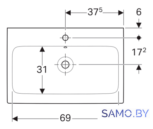 Умывальник Geberit iCon 75 124075000 - Изображение №6 — Интернет-магазин samo.by