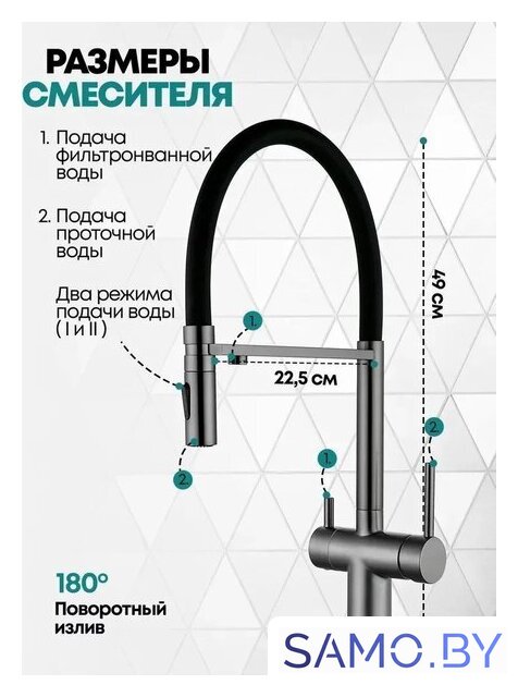 Смеситель Grocenberg GB4096 (графит) - Изображение №4 — Интернет-магазин samo.by