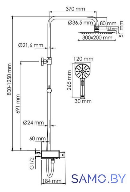 Душевая система  Wasserkraft A113.069.127.CH Thermo - Изображение №3 — Интернет-магазин samo.by