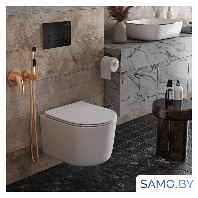 Унитаз подвесной Roxen Simple Compact в комплекте с инсталляцией StounFix Dual Fresh 6 в 1 921358 (кнопка: черный матовый) - Изображение №11 — Интернет-магазин samo.by