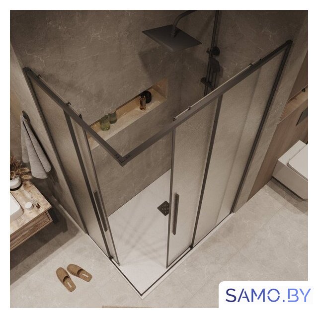 Душевой уголок Grossman Galaxy 80x80x195 300.K33.01.8080.21.02 (черный матовый/шиншилла стекло) - Изображение №10 — Интернет-магазин samo.by
