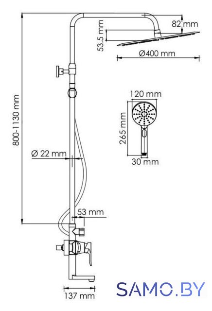 Душевая система  Wasserkraft A166.117.127.087.CH - Изображение №3 — Интернет-магазин samo.by