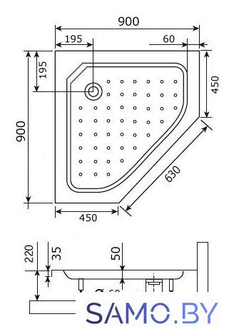 Душевой поддон RGW Style-TR 90x90 - Изображение №2 — Интернет-магазин samo.by