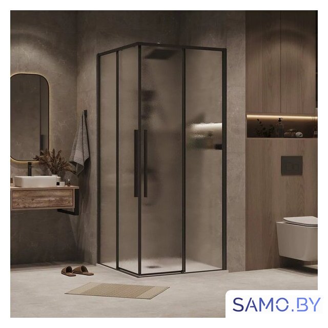 Душевой уголок Grossman Galaxy 90x90x195 300.K33.01.9090.21.02 (черный матовый/шиншилла стекло) - Изображение №7 — Интернет-магазин samo.by