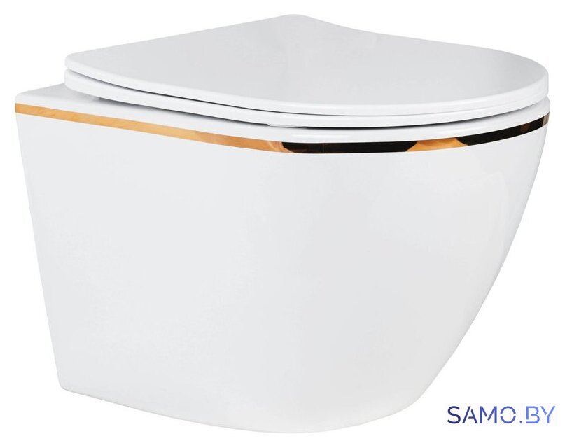 Унитаз подвесной Roxen Antares Gold в комплекте с инсталляцией StounFix Dual Fresh 6 в 1 968460 (кнопка: брашированное золото) - Изображение №5 — Интернет-магазин samo.by