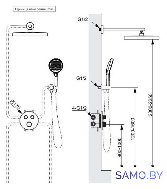 Душевая система  Altrobagno Bilancia 040414 OrSp - Изображение №2 — Интернет-магазин samo.by