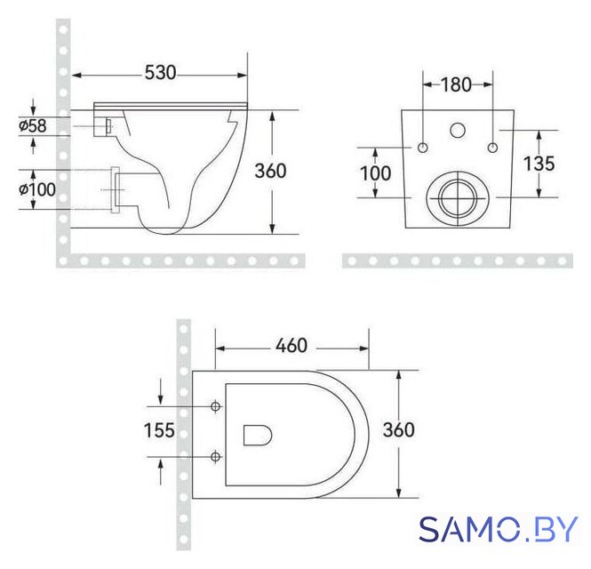 Унитаз подвесной Roxen Antares Tornado Long в комплекте с инсталляцией StounFix Dual Fresh 6 в 1 868438 (кнопка: серый бетон матовая) - Изображение №10 — Интернет-магазин samo.by