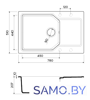 Кухонная мойка Omoikiri Yonaka 78-LB BL - Изображение №2 — Интернет-магазин samo.by
