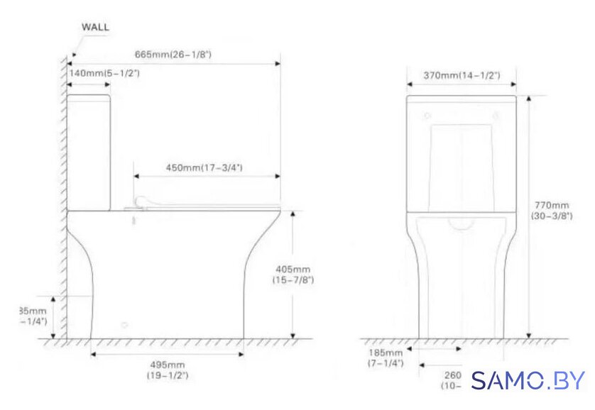 Унитаз напольный SantiLine SL-5023 - Изображение №2 — Интернет-магазин samo.by