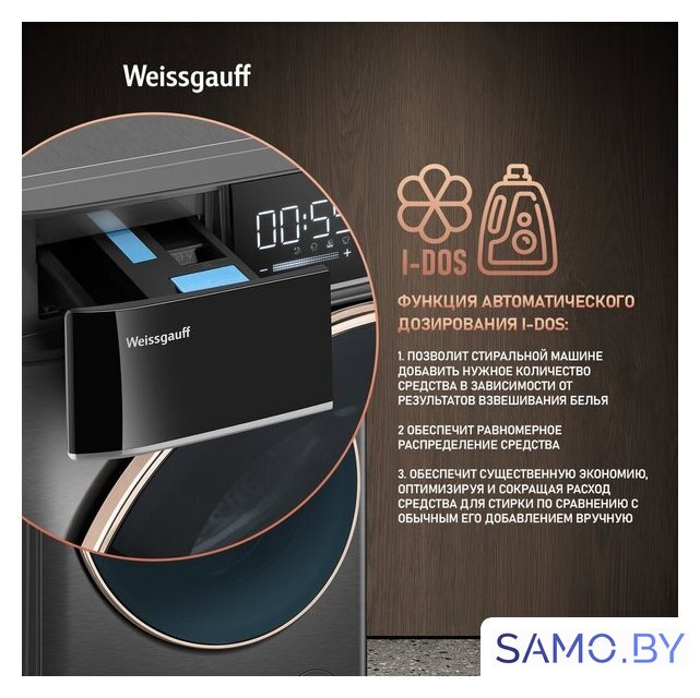 Стирально-сушильная машина Weissgauff WMD 58411 Direct Drive Inverter Premium Steam Grey - Изображение №7 — Интернет-магазин samo.by