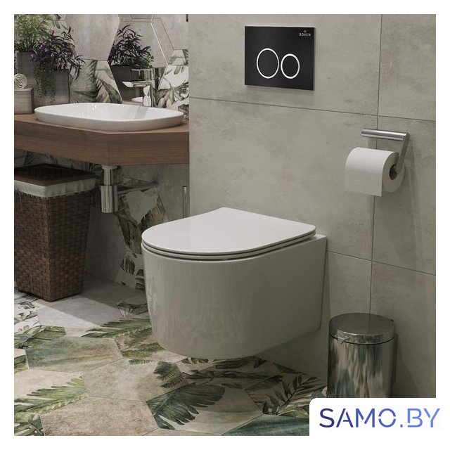 Унитаз подвесной Roxen Simple Compact в комплекте с инсталляцией StounFix Dual Fresh 6 в 1 911522 (кнопка: черный матовый) - Изображение №15 — Интернет-магазин samo.by