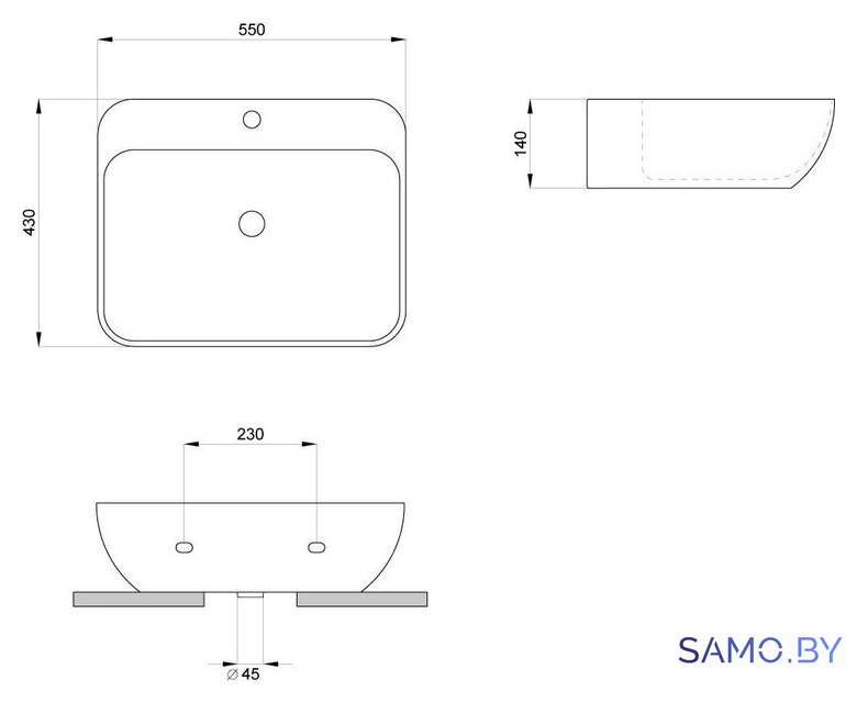 Умывальник Lavinia Boho Bathroom Sink Slim 33311113 с донным клапаном click-clack - Изображение №6 — Интернет-магазин samo.by