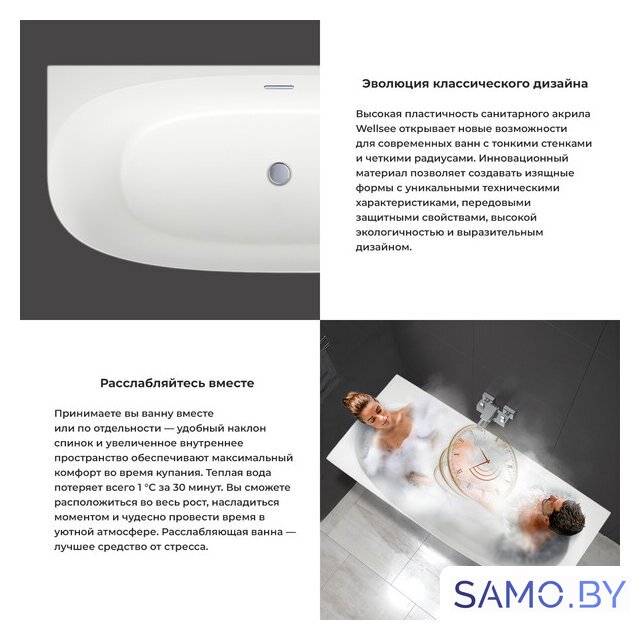 Ванна Wellsee Belle Spa 2.0 170x75 235805004 (пристенная ванна (левая) белый глянец, экран, каркас, сифон-автомат золото) - Изображение №5 — Интернет-магазин samo.by