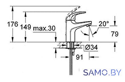 Смеситель Grohe BauCurve 23165000 - Изображение №2 — Интернет-магазин samo.by