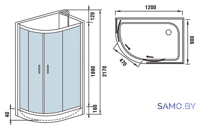 Душевая кабина WeltWasser WW500 Werra 1201 R - Изображение №11 — Интернет-магазин samo.by