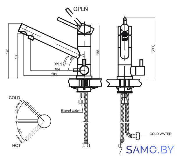Смеситель Omoikiri Tonami-C (4994012) - Изображение №2 — Интернет-магазин samo.by