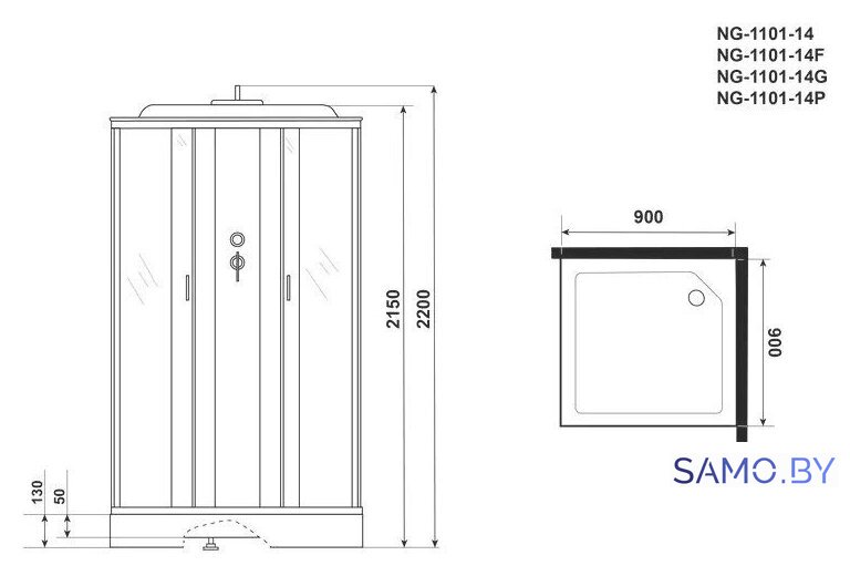 Душевая кабина Niagara NG-1101-14G 90х90 - Изображение №4 — Интернет-магазин samo.by