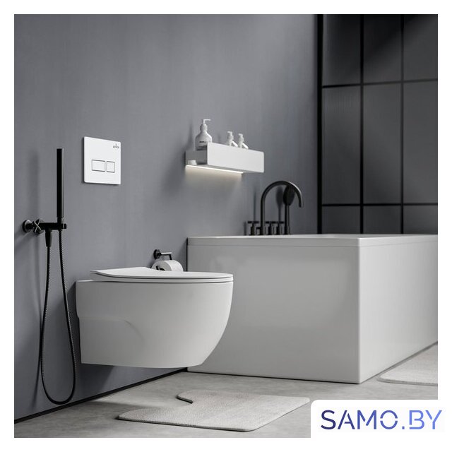 Унитаз подвесной Roxen Porto в комплекте с инсталляцией StounFix Dual Fresh 6 в 1 576390 (кнопка: белый глянец) - Изображение №11 — Интернет-магазин samo.by