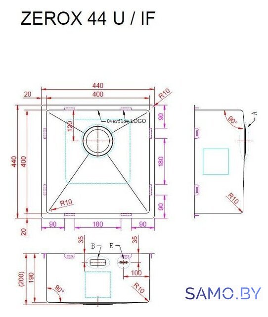 Кухонная мойка ZorG Zerox 44 U / IF Zurinox PVD Gunblack - Изображение №4 — Интернет-магазин samo.by