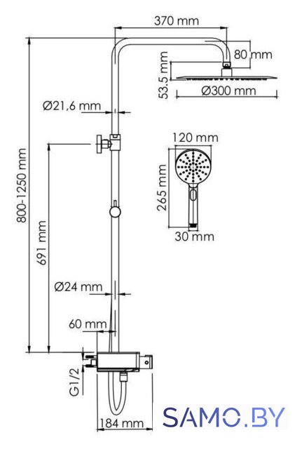 Душевая система  Wasserkraft A113.116.127.CH Thermo - Изображение №3 — Интернет-магазин samo.by