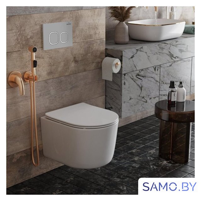 Унитаз подвесной Roxen Simple Compact в комплекте с инсталляцией StounFix Dual Fresh 6 в 1 919136 (кнопка: хром матовый) - Изображение №15 — Интернет-магазин samo.by