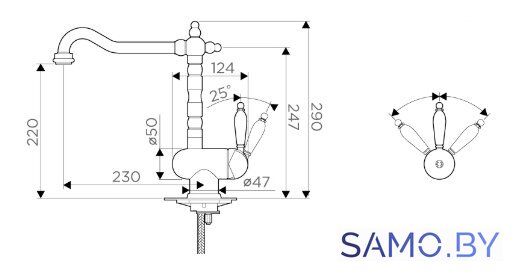 Смеситель Omoikiri Kyoto OKY-AB-35 (античная латунь) - Изображение №2 — Интернет-магазин samo.by