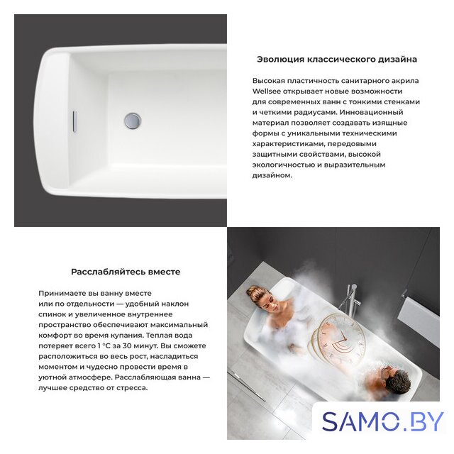 Ванна Wellsee Idéal 170x78 236901001 (отдельностоящая ванна белый глянец, экран, ножки, сифон-автомат хром) - Изображение №5 — Интернет-магазин samo.by