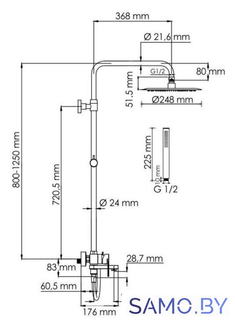 Душевая система  Wasserkraft A174.258.217.CB - Изображение №3 — Интернет-магазин samo.by