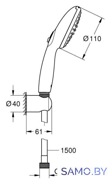 Душевой гарнитур  Grohe Tempesta 110 2780330E - Изображение №4 — Интернет-магазин samo.by