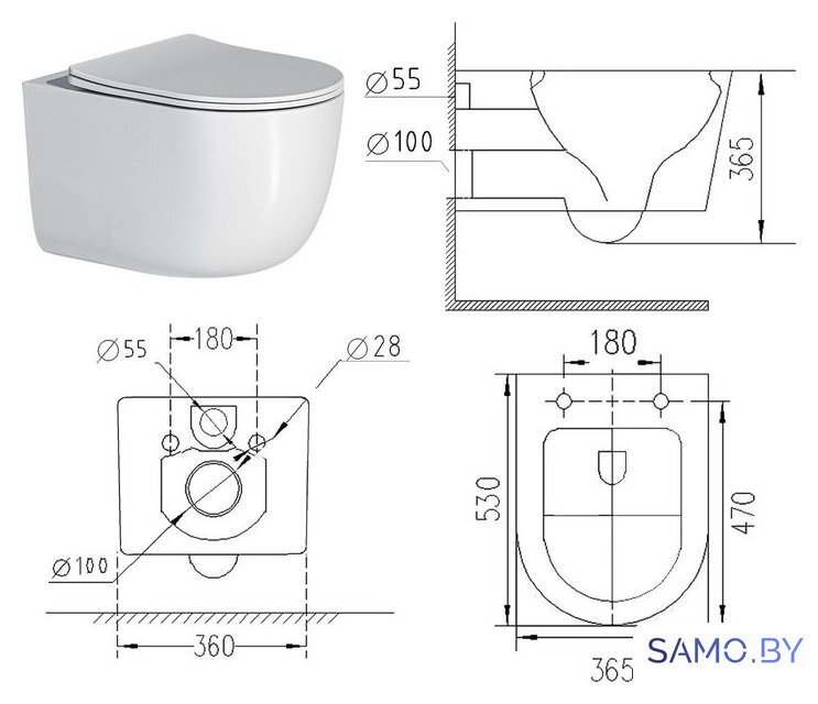Унитаз подвесной Roxen Vortex в комплекте с инсталляцией StounFix Dual Fresh 6 в 1 968046 (кнопка: золото глянцевое) - Изображение №13 — Интернет-магазин samo.by