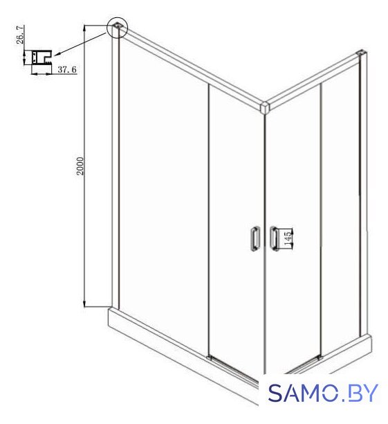 Душевой уголок Ambassador Queen Black 11011205L 120х80 - Изображение №8 — Интернет-магазин samo.by