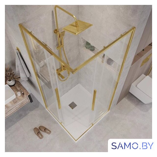 Душевой уголок Grossman Galaxy 100x100x195 300.K33.01.1010.32.00 (золото сатин/прозрачное стекло) - Изображение №10 — Интернет-магазин samo.by