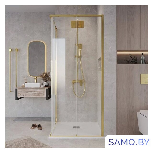 Душевой уголок Grossman Galaxy 100x100x195 300.K33.01.1010.32.00 (золото сатин/прозрачное стекло) - Изображение №9 — Интернет-магазин samo.by