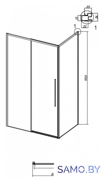Душевая стенка Grossman Galaxy 90x195 200.K33.01.90.42.00 (графит сатин/стекло прозрачное) - Изображение №10 — Интернет-магазин samo.by