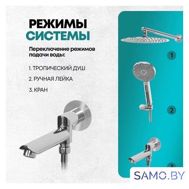 Душевая система  Grocenberg GB5001 (хром) - Изображение №7 — Интернет-магазин samo.by