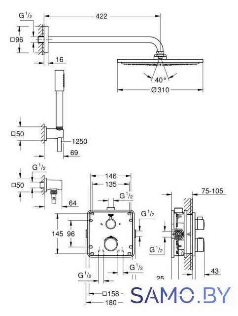 Душевая система  Grohe Grohtherm 34730000 - Изображение №4 — Интернет-магазин samo.by