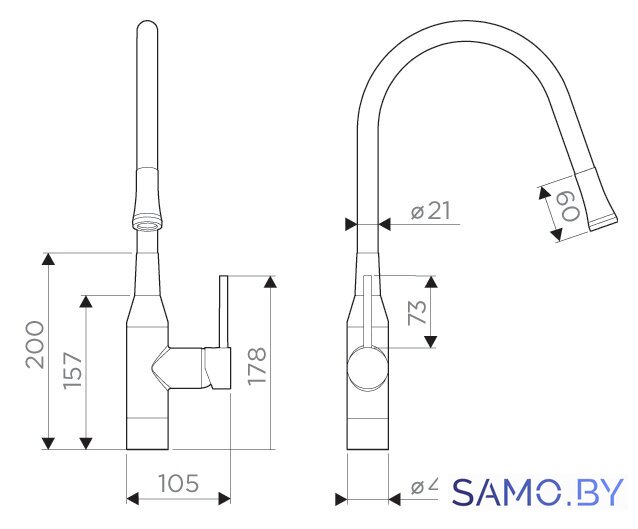 Смеситель Omoikiri Yatomi-BN-GR 4994251 - Изображение №2 — Интернет-магазин samo.by