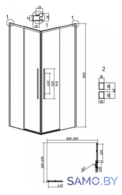 Душевой уголок Grossman Galaxy 90x70x195 300.K33.01.9070.10.00 (хром/прозрачное стекло) - Изображение №11 — Интернет-магазин samo.by