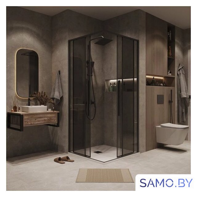 Душевой уголок Grossman Galaxy 80x80x195 300.K33.01.8080.21.10 (черный матовый/тонированное стекло) - Изображение №8 — Интернет-магазин samo.by