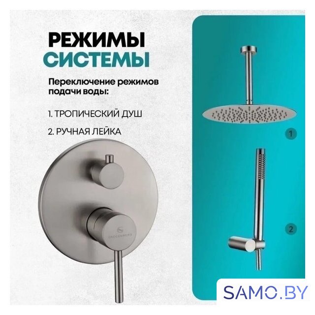 Душевая система  Grocenberg GB5099NK-4 (никель) - Изображение №9 — Интернет-магазин samo.by