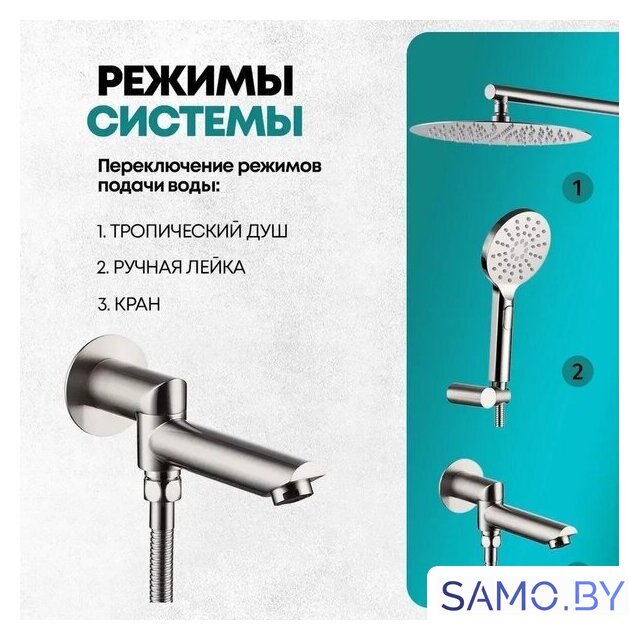 Душевая система  Grocenberg GB5001 (никель) - Изображение №7 — Интернет-магазин samo.by